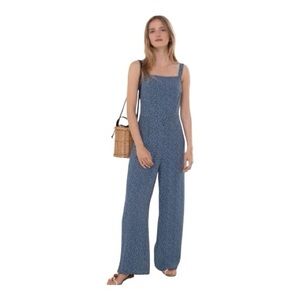 & Other Stories Blue & White Ditsy Floral Print Sleeveless Jumpsuit Size 6